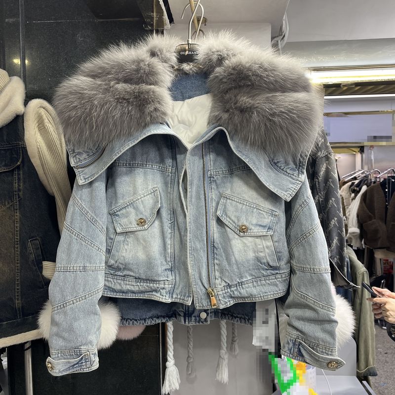 Abbigliamento invernale nuovo, giacca in pelliccia di volpe con collo largo, parka foderato spesso da donna_voghion.com