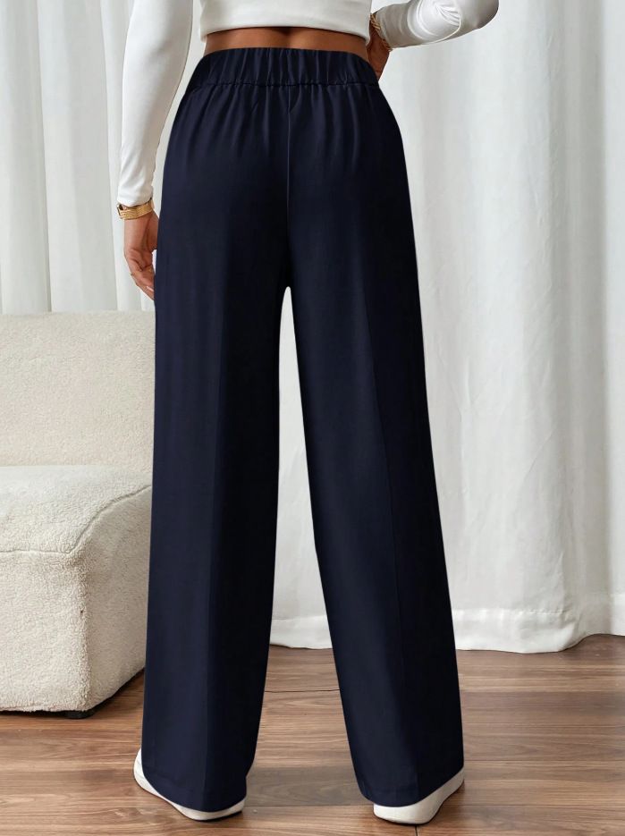 Dameskleding Drape Mopping Casual Broek Hoge Taille Broek Losse Temperament Recht Niche Ontwerp Effen Kleur Broek_voghion.com