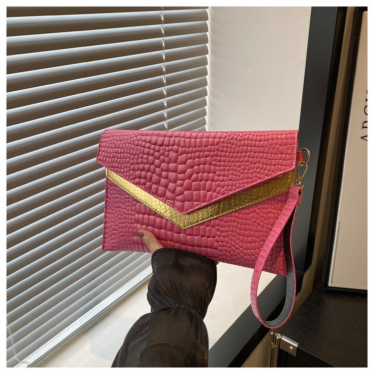 Handbag For Women Envelope Bag Crocodile Print Envelope Bag Personality Fashion Casual Temperament Color Contrast Banquet Bag_voghion.com