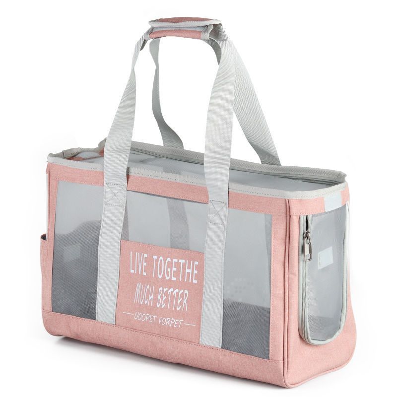 Bolsa de transporte de mano transpirable de verano para mascotas, bandolera plegable y ligera para gatos, bolsa portátil para exteriores_voghion.com