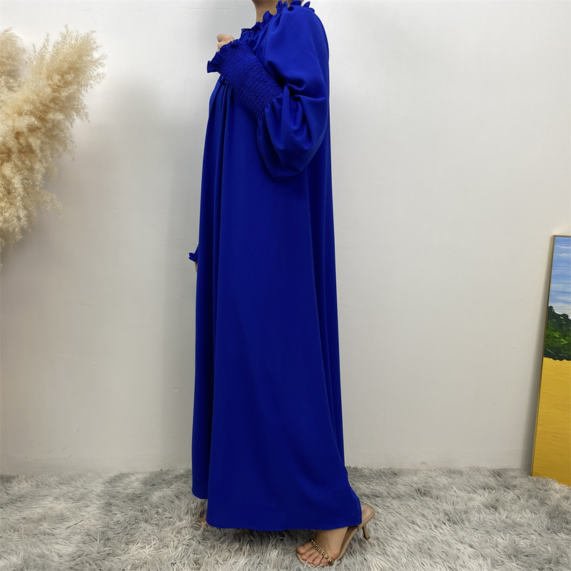 Moda feminina simples cor sólida vestido muçulmano feminino_voghion.com