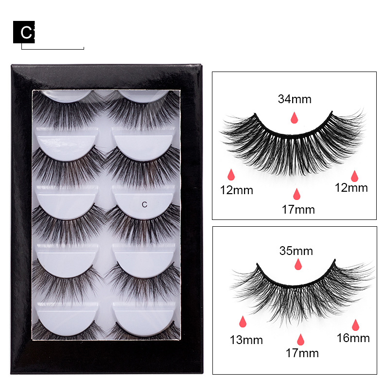 Lash extension set 5 Pairs of natural fiber false eyelashes Multi-layer three-dimensional eyelashes thick curl false eyelashes_voghion.com