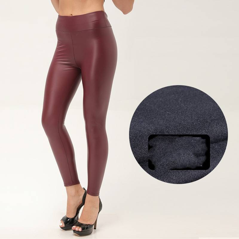 Women's Clothing PU leather pants autumn and winter new colorful high waist tight slimming outer wear leggings_voghion.com
