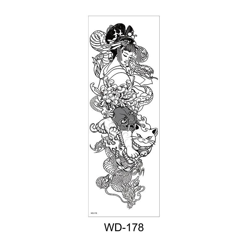 Autocollants de tatouage de bras de fleur longue d'art corporel autocollants de tatouage de bras complet tatouage temporaire imperméable à l'eau autocollants de tatouage de bras complet_voghion.com