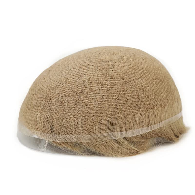 Französisches Spitzen-Toupet für Männer, 100 % Echthaar-Ersatzsystem, natürlicher Haaransatz, Haarteile, echte Herrenperücke, hellblond, Farbe #22R_voghion.com