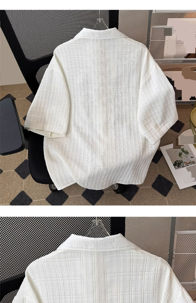 Camicia a maniche corte a quadri sottili estivi da uomo, casual, alla moda, versatile e versatile._voghion.com