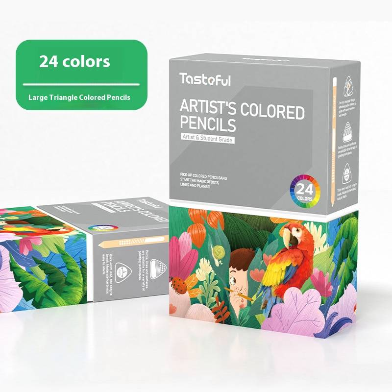 Professionelles 48-farbiges Jumbo-Dreiecks-Buntstifte-Set – Hochwertiges Künstlerzubehör aus Holz für Kinder und Künstler – Ideales Geschenk zum Zeichnen und Skizzieren_voghion.com