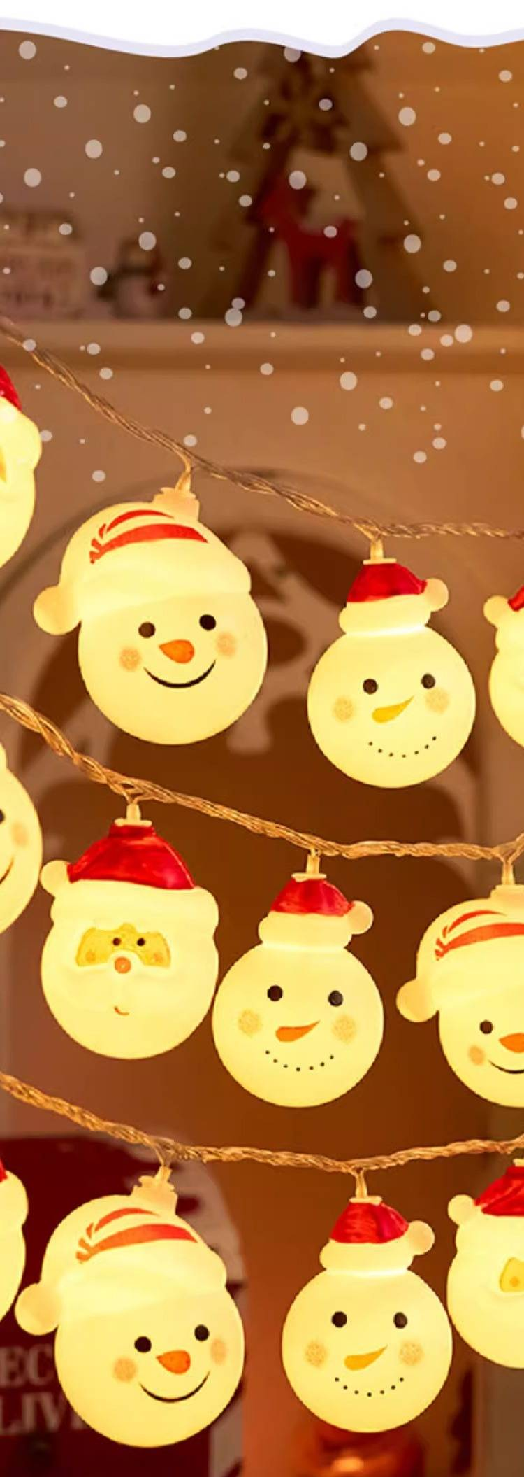 Luces LED para árbol de Navidad con adornos de estrellas y bolas, cadena de luces de 1,5/3/6 m para decoración navideña, casquillo E14, clasificación IP43_voghion.com