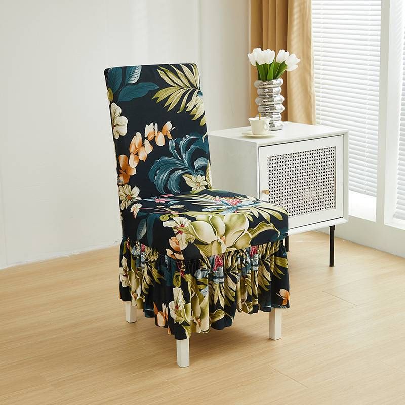 Eleganti coprisedie da pranzo con gonna – Poliestere elasticizzato, vestibilità universale, stili moderni (geometrico, floreale e altro)_voghion.com
