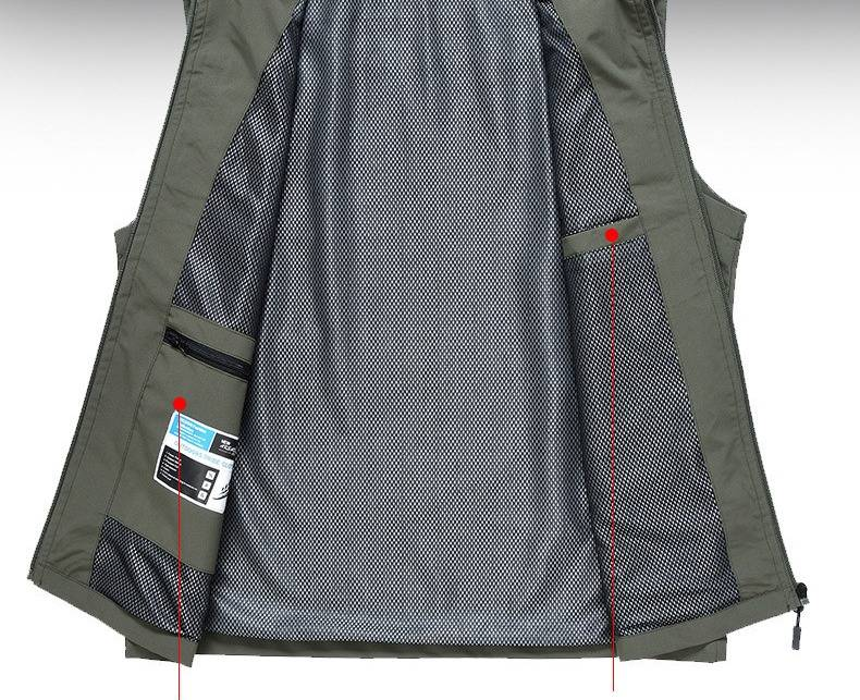 Gilet leggero da uomo con tasche multiple - Giacca senza maniche in poliestere traspirante per fotografia all'aperto, pesca e abbigliamento casual_voghion.com