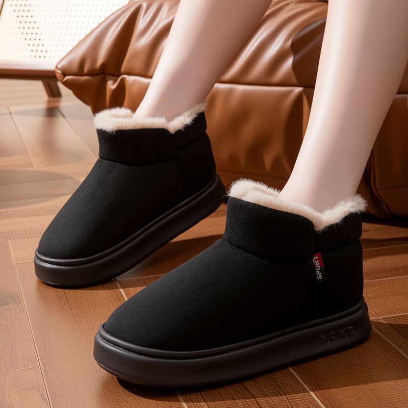 Pantofole invernali unisex in pile – Stivali da neve per esterni con suola in EVA, caldi e comodi per uomo e donna (nero/beige/kaki, taglie 36-45)_voghion.com