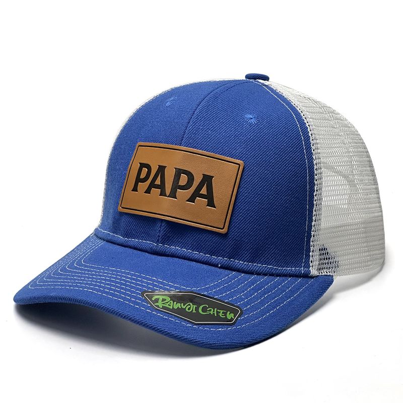 Unisex The PAPA letter pattern on the baseball cap leather label is suitable for fishing and wearing outdoor net hats_voghion.com