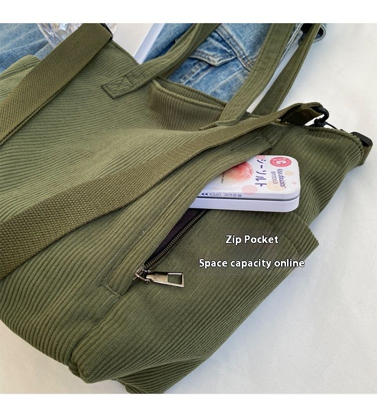 Corduroy for women, large capacity 2024 new autumn winter versatile single shoulder crossbody bag, high-end sensory and_voghion.com