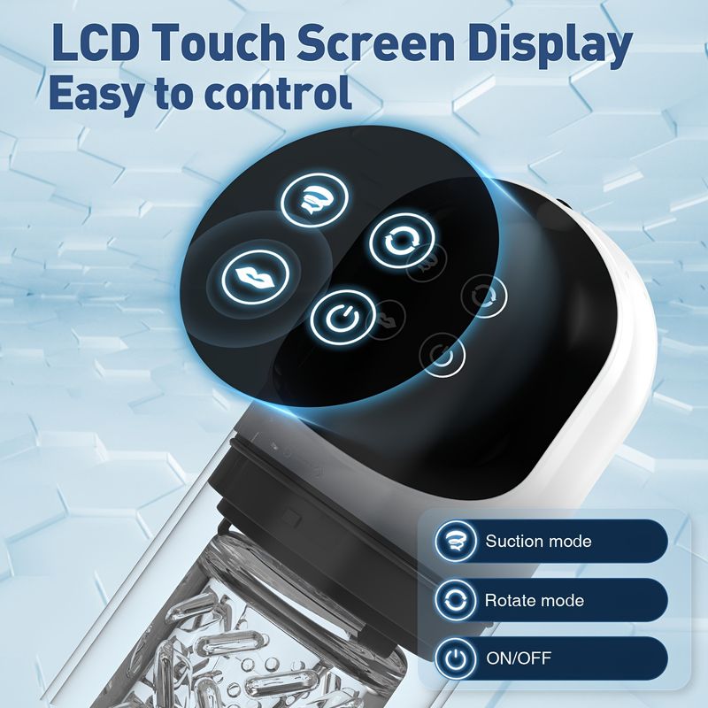 Automatyczne zabawki dla mężczyzn, zabawki dla dorosłych, kieszonkowy masażer cipki dla mężczyzn, 7 ssań, 7 obrotów, 7 lizaków i wyświetlacz LCD, miękki rękaw 3D zapewniający realistyczne odczucia_voghion.com