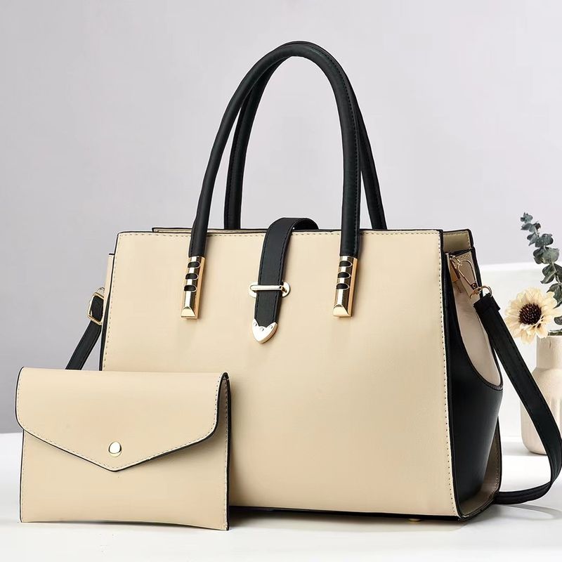 Damenhandtasche, Umhängetasche, große Kapazität, Tasche, weibliches Farbkontrastdesign, einzelne Schulter, große Tasche zum Versenden an Mütter mittleren Alters, Damentasche, Einkaufstasche_voghion.com