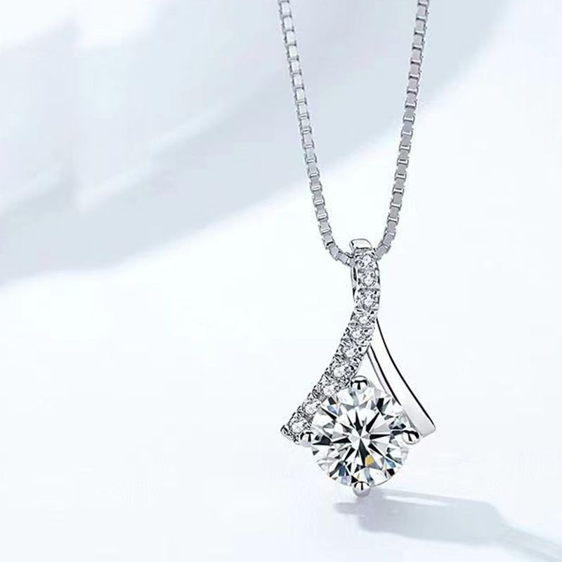 Collana con clavicola semplice e lussuosa in argento sterling a forma di coda di sirena con diamanti e motivo a S_voghion.com