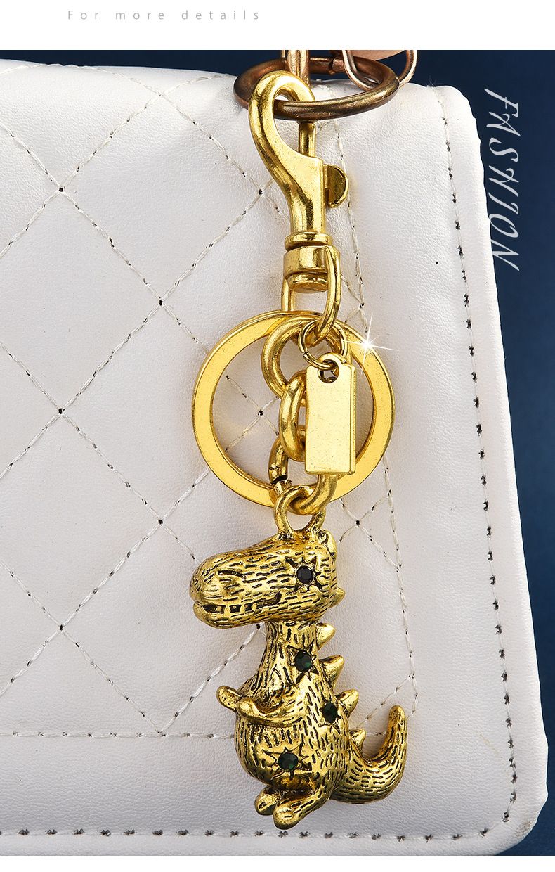 3D Dinosaurier Tasche Schlüsselanhänger Metallkopf Kreativer Anhänger Autozubehör_voghion.com