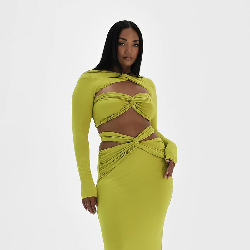 2025 Sommer Neue Trägerlosen Zwei-Stück Für Frauen Mode Heißer-Verkauf Sexy Eng Anliegende Backless Lange Kleid Set_voghion.com