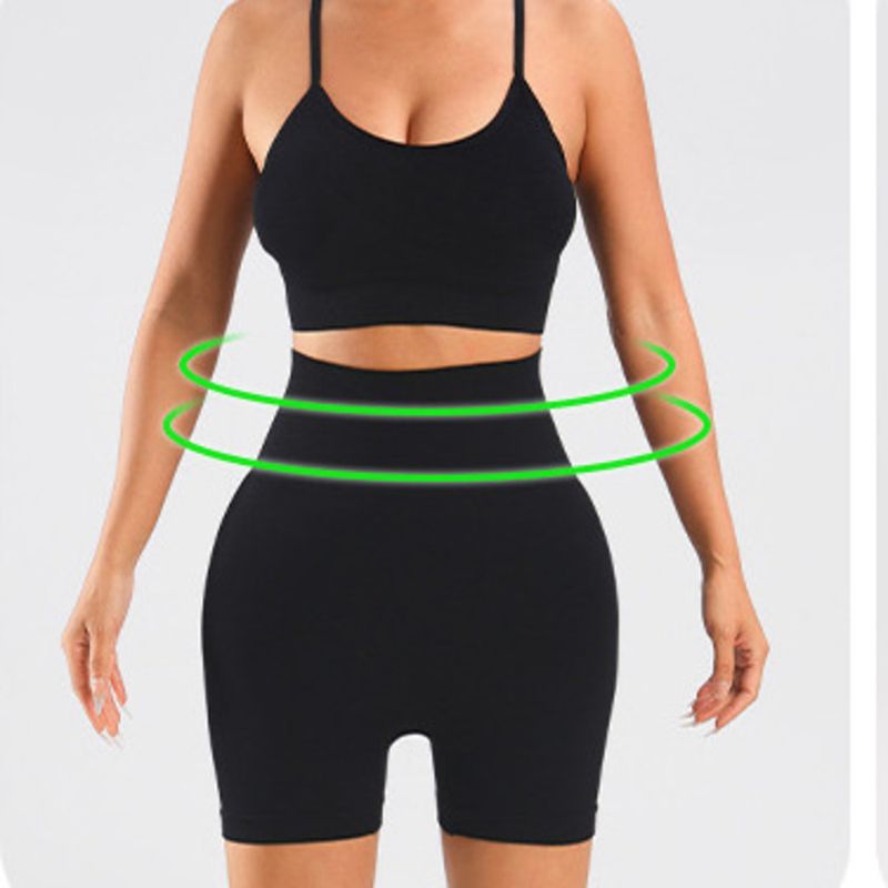 Conjunto deportivo TK de camisola con sujetador push-up, camiseta de manga corta, pantalones cortos de cintura alta, ajustado, para levantamiento de cadera y fitness._voghion.com