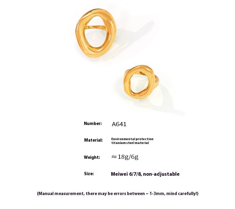 INS Style Korean Casual Minimalist Design Jewelry Geometric Hollow Irregular Circular Ring Titanium Steel Gold-plated Ring_voghion.com