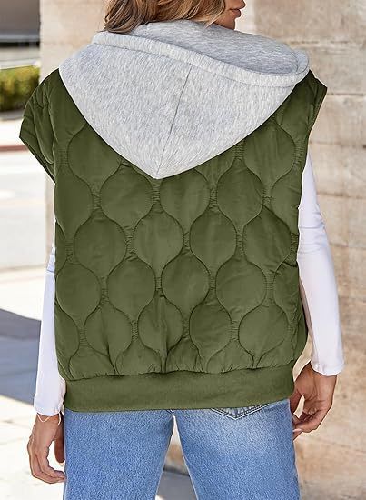 Nouvelle veste sans manches assortie pour femme, style européen et américain, simple et polyvalente, à capuche et cordon de serrage._voghion.com