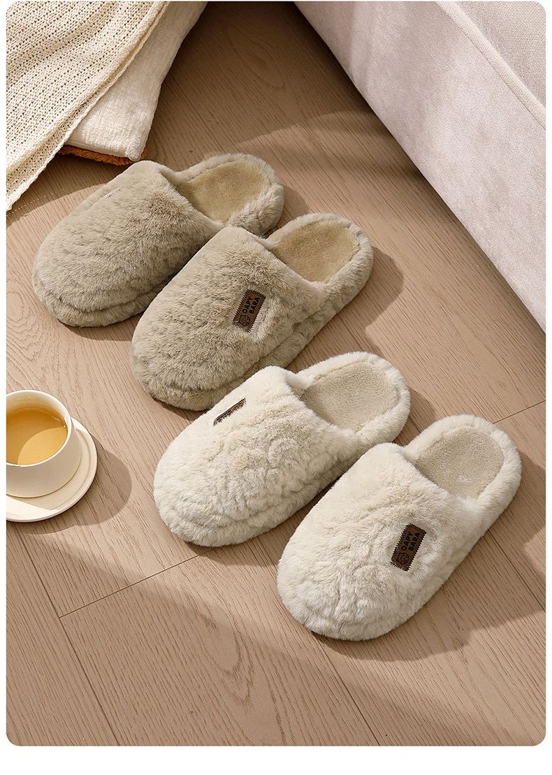 Hairy Cotton Slippers For Women, Autumn And Winter New Styles For Home Furnishings, Thick Soled Warm And Luxurious Slippers For Men_voghion.com
