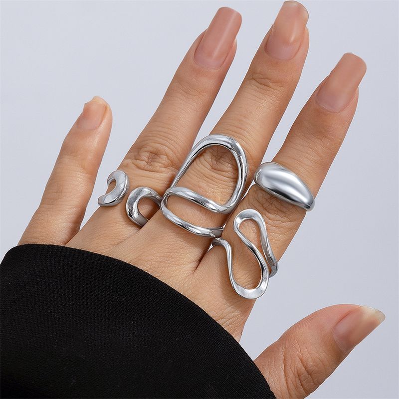 Ingemark 4 stuks vintage onregelmatige C-vorm open set vrouwen creatieve geometrische vingerknokkelring paar sieraden accessoires_voghion.com