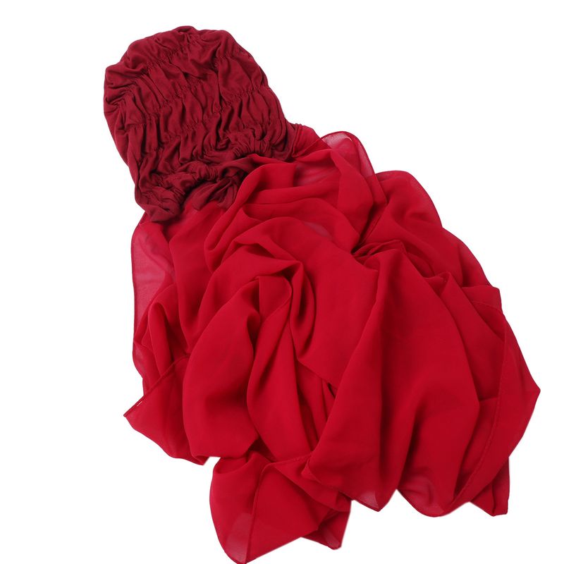 Ensemble de chapeaux turban plissé avec cordon de serrage pour femmes, ensemble de chapeaux à fond plissé en mousseline de soie avec perles monochromes_voghion.com
