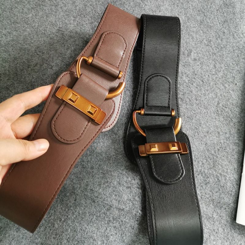Retro D-Buckle Belt - Elastic Wide Waist Belt For Women_voghion.com