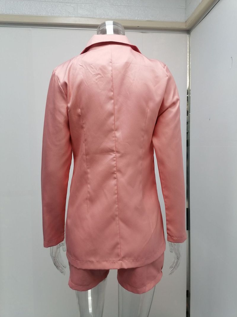 Costume deux pièces décontracté à manches longues et revers pour femmes_voghion.com
