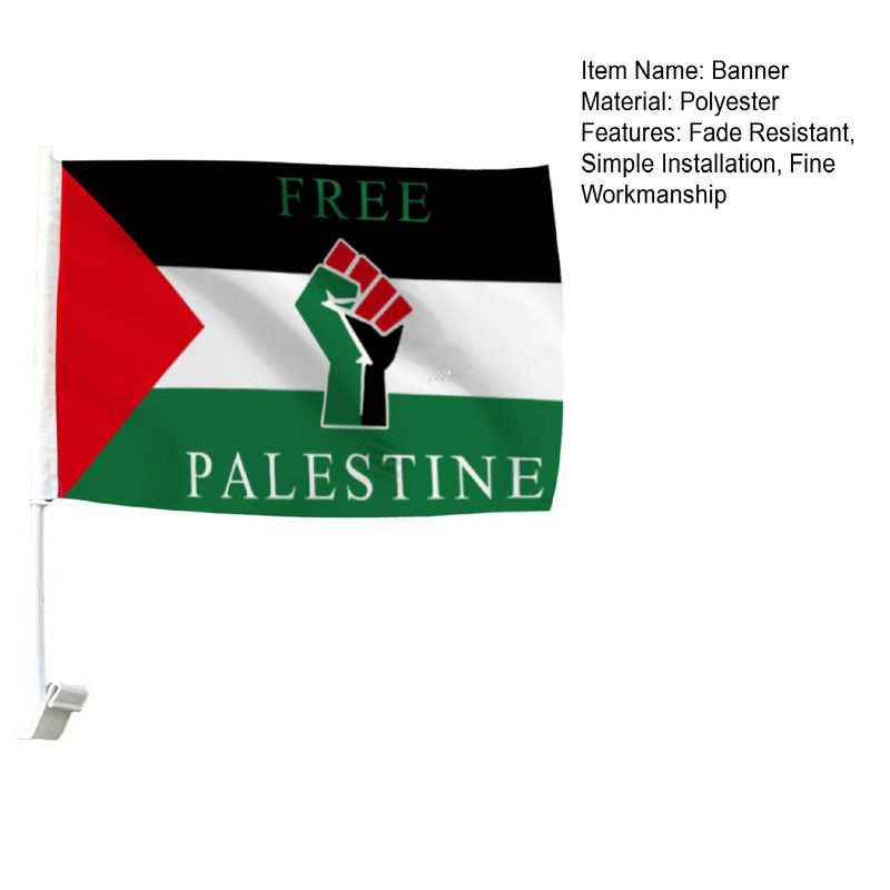 SportLife Palestine Flag Fade Resistant Simple Installation Fine Workmanship with Pole Palestinian National Car Window Flag_voghion.com