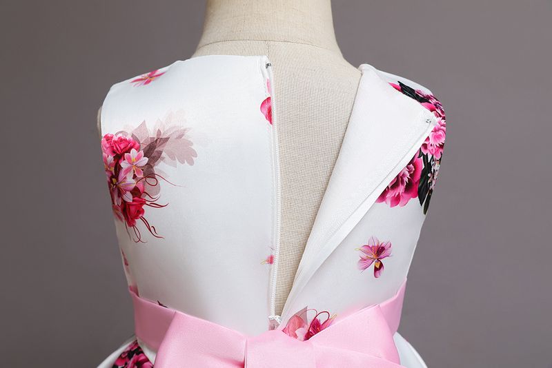 Abito da principessa per bambina in raso con fiori e grazioso vestito da compleanno per bambini_voghion.com