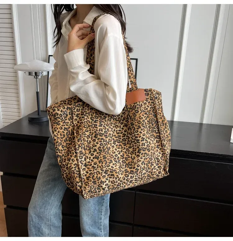 Leopard Design 2023 Shopper di moda coreana Grandi borse per la spesa per donna Borsa a tracolla per ragazza di grande capacità_voghion.com