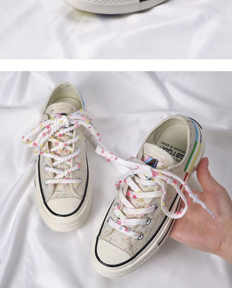 Lacci per scarpe in lana Dopamine all'ingrosso, lacci colorati adatti per scarpe di tela da donna, sneakers, scarpe bianche arcobaleno_voghion.com