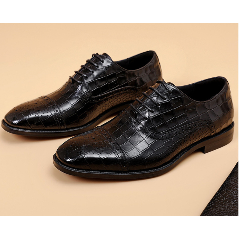 Sapatos masculinos formais oxford, sapatos clássicos de negócios formais com cadarço para homens, sapatos de casamento confortáveis_voghion.com