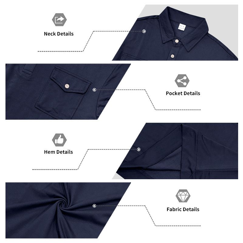 Polo da uomo a maniche lunghe, vestibilità comoda, in pile multitasche, per autunno inverno_voghion.com
