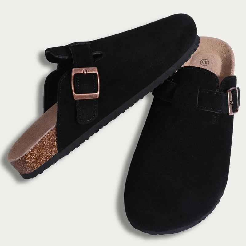 Bebealy Classic Mules Cork Footbed Clogs Slippers with Arch Support Fashion Beach Slides Soft Suede Potato Shoes For_voghion.com