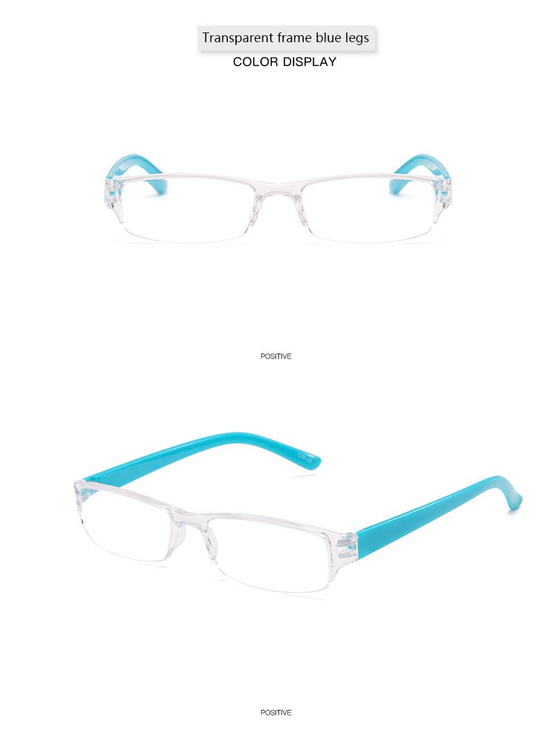 Moda Ultraleggero Trasparente Resina Lenti Plastica Colorata Gamba Rossa Specchio Occhiali da Lettura Uomo Donna Occhiali Presbiti Senza Montatura_voghion.com