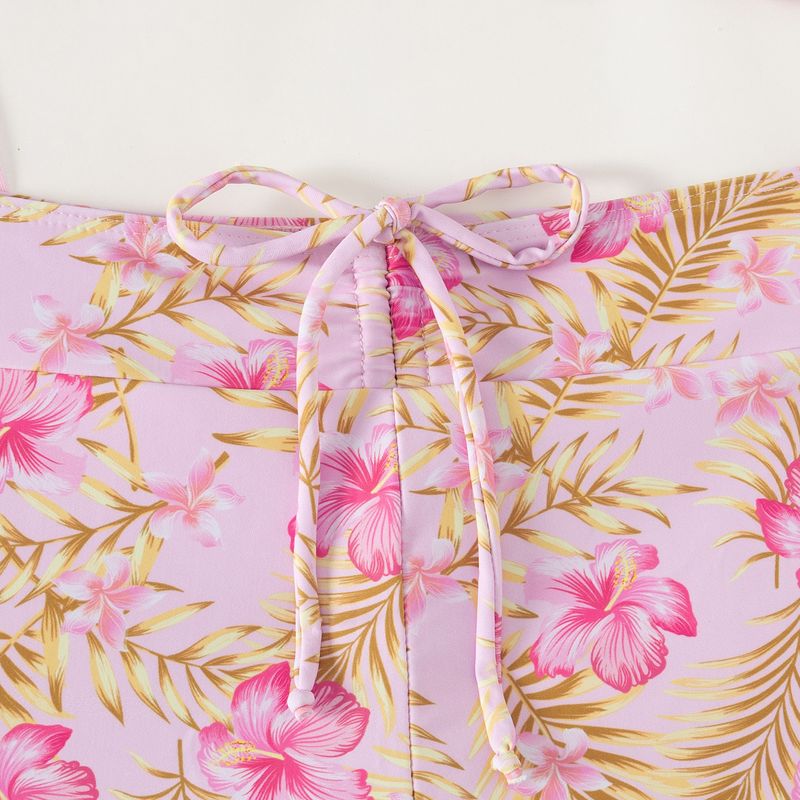 Traje de baño de tres piezas para mujer, estampado multicolor de alta gama._voghion.com