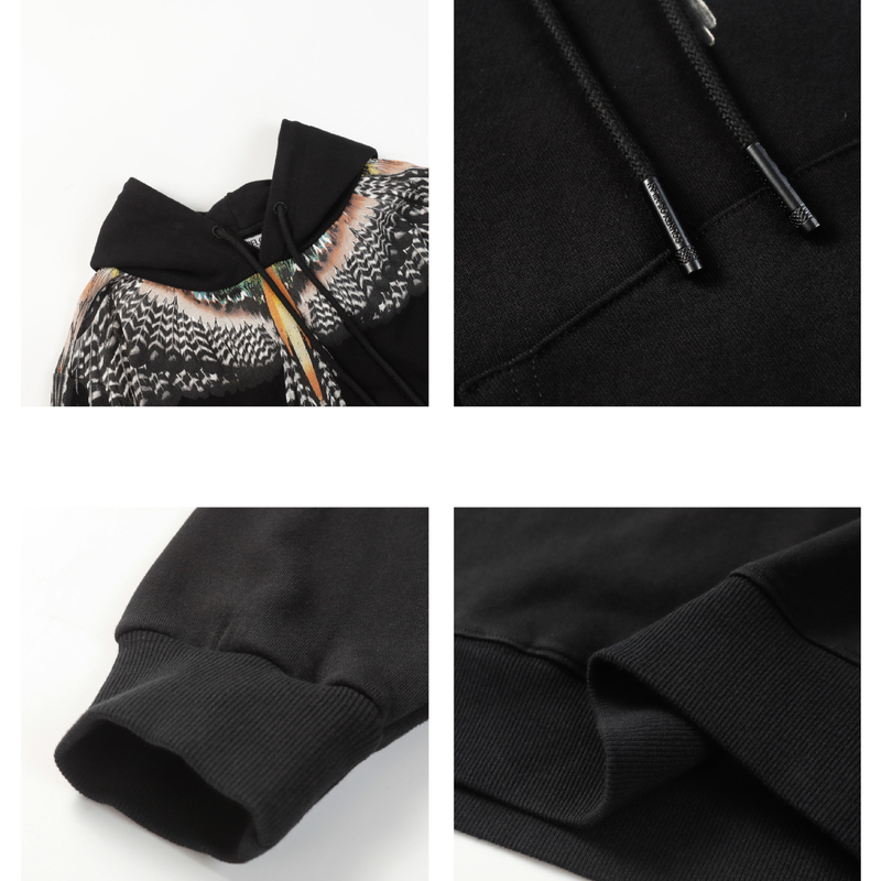 Abbigliamento Uomo MB Eagle Wings Print Felpa con Cappuccio Marcelo Trendy Feather Felpa con Cappuccio_voghion.com