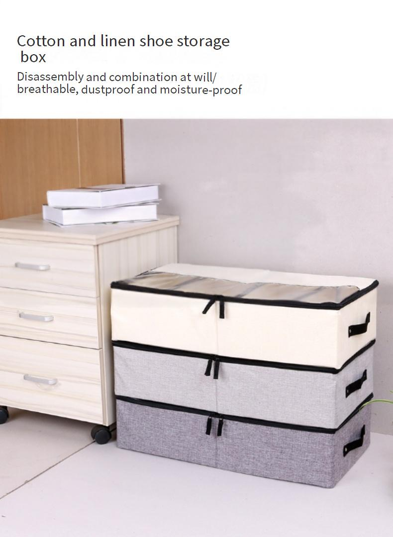 Home Improvement Lanfeng Foldable Compartment Shoe Box Storage Box Thickened Fabric Transparent Shoe Box Dustproof Bed Bottom Shoe Storage Box_voghion.com