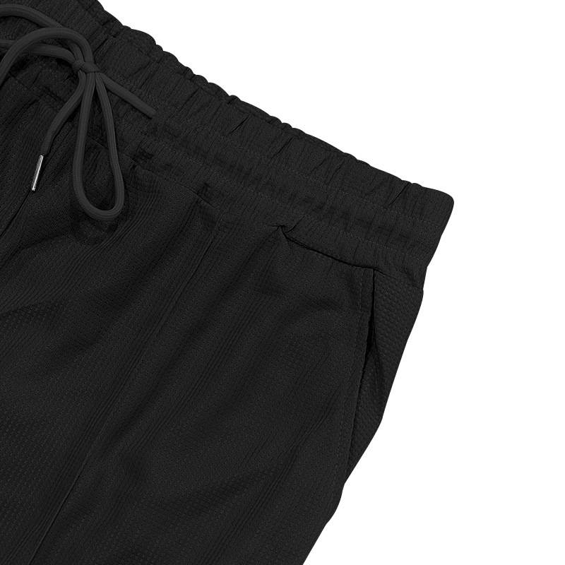 Waffle Herren Sommer Casual Tethered Henry Kurzarm Shorts Anzug_voghion.com