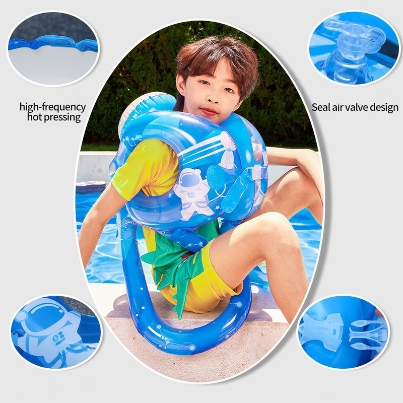 Vestă de baie gonflabilă pentru copii, design de înger și sirenă, cu airbag-uri de siguranță, bretele reglabile, material textil cu uscare rapidă_voghion.com