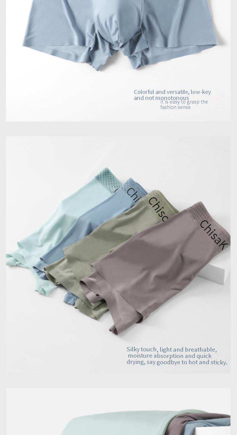 Men's Underwear Cool Ice Silk Summer Hot Style Solid Color Quick Drying Sports Large Size Boxer Shorts_voghion.com