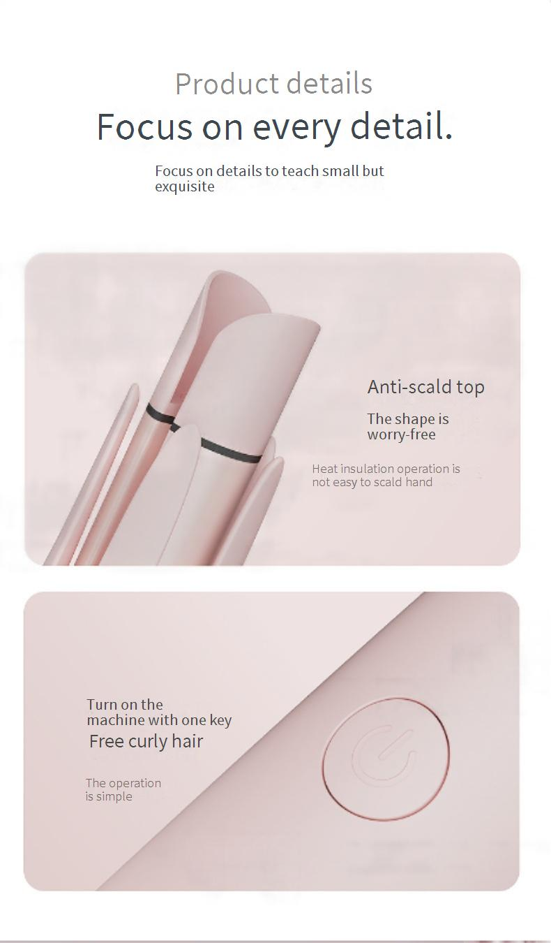 Automatic Hair Styler With Interchangeable Attachments - Ionic Straightener Curling Wand & Volumizing Brush (Damage-Free Fast Heating)_voghion.com