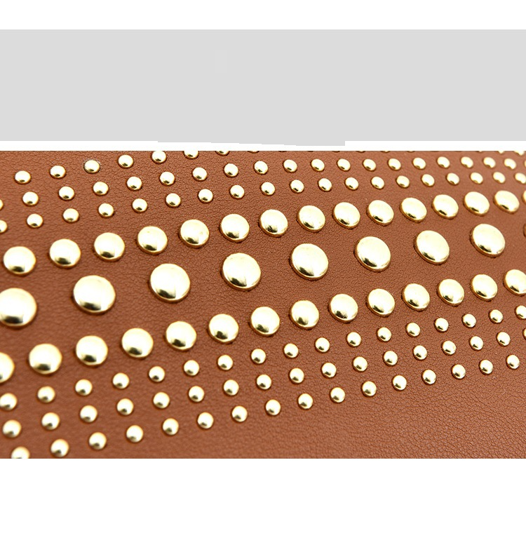 Retro Studded Bucket Bag Set – Large PU Shoulder Bag, Multi-Way Carry (Red/Gray/Blue/Black/Pink/Brown/Beige)_voghion.com