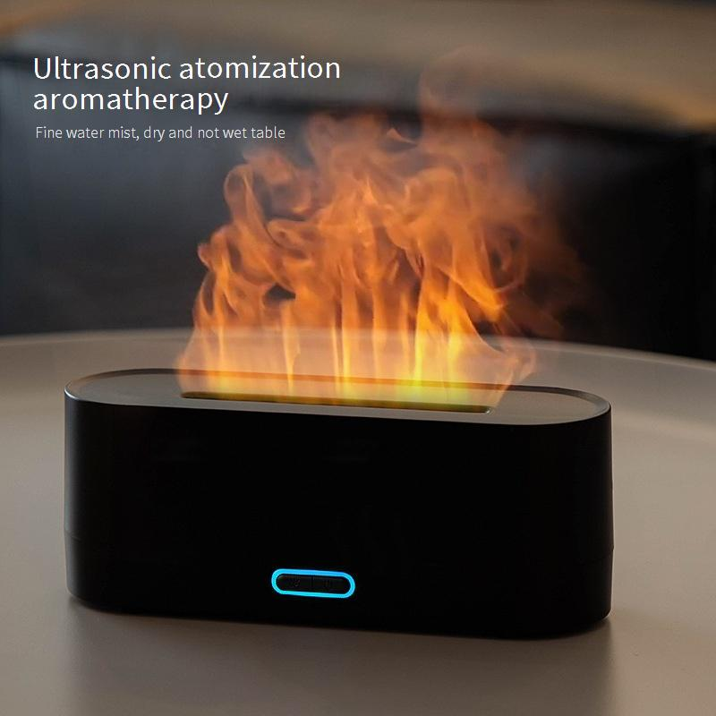 7-Color LED Flame Aroma Diffuser & Humidifier With USB, Quiet Operation, Auto Shut-Off, 8H Timer For Home, Office, Spa_voghion.com
