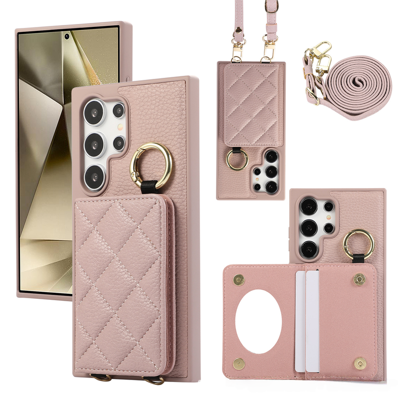 Suitable For Samsung S25 Ultra Crossbody Mobile Phone Case Card Insertion S24 S25 Edge Small Card Holder Protective Cover_voghion.com