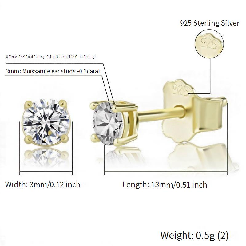 Orecchini Moissanite Orecchini Moissanite con pietra sciolta rotonda a otto frecce con manuale di istruzioni GRA_voghion.com