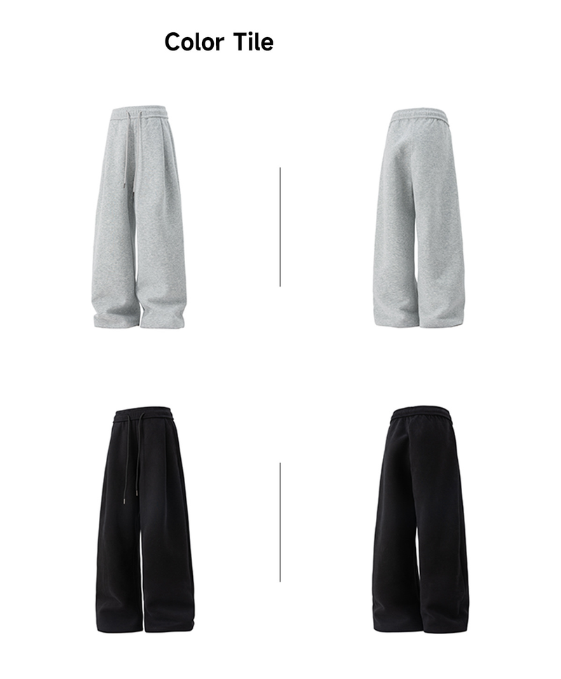 Pantaloni da jogging da uomo a gamba dritta e vestibilità rilassata - Pantaloni da tuta pesanti con pieghe e coulisse in vita_voghion.com